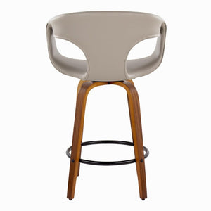 English Elm 26 Inch Swivel Counterstools Set of 2 Mid Century Walnut Legs Faux Leather Seats B202S02229