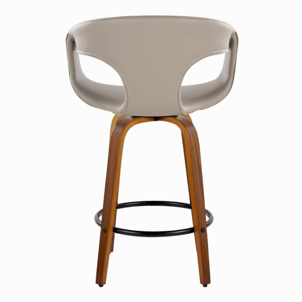 English Elm 26 Inch Swivel Counterstools Set of 2 Mid Century Walnut Legs Faux Leather Seats B202S02229