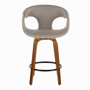 English Elm 26 Inch Swivel Counterstools Set of 2 Mid Century Walnut Legs Faux Leather Seats B202S02229