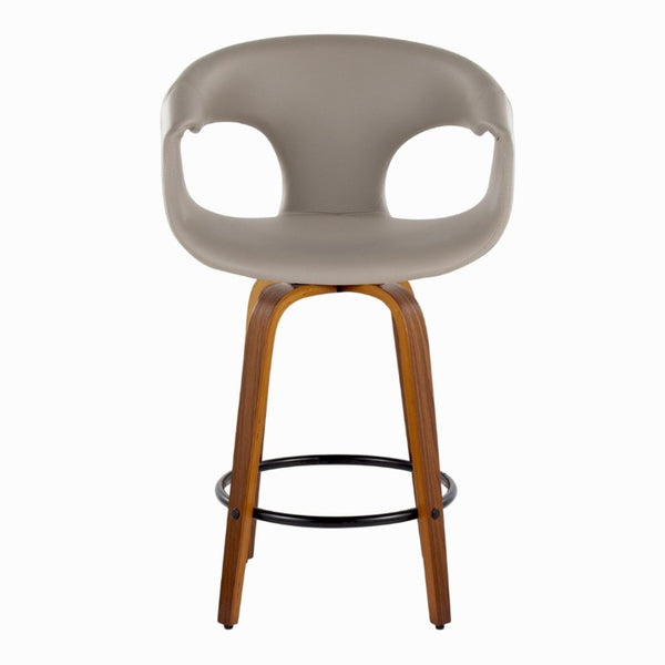English Elm 26 Inch Swivel Counterstools Set of 2 Mid Century Walnut Legs Faux Leather Seats B202S02229