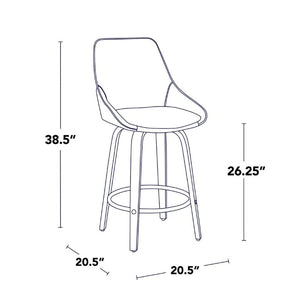 English Elm 26 Inch Swivel Counter Stools Set of 2 Walnut Bentwood Faux Leather Kitchen Island Seating White B202S02231
