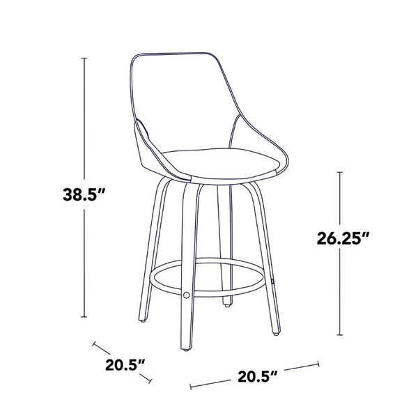 English Elm 26 Inch Zebra Wood Swivel Counter Stools with Faux Leather Seat and Chrome Footrest Set Black B202S02232