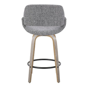 English Elm 26 Inch Mid-Century Swivel Barstools with Walnut Legs Grey Fabric Upholstery Set of 2 Light Grey Wood B202S02235
