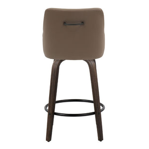 English Elm 26Fixed-Height Swivel Counter Stools Faux Leather Bentwood Set of 2 for Kitchen Islands Brown Walnut Glazed B202S02245