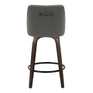 English Elm 26Fixed-Height Swivel Counter Stools Faux Leather Bentwood Set of 2 for Kitchen Islands Gray Walnut Glazed B202S02246