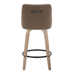 English Elm 26Fixed-Height Swivel Counter Stools Faux Leather Bentwood Set of 2 for Kitchen Islands Brown Whitewashed B202S02247