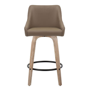 English Elm 26Fixed-Height Swivel Counter Stools Faux Leather Bentwood Set of 2 for Kitchen Islands Brown Whitewashed B202S02247
