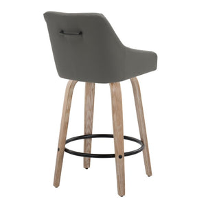 English Elm 26Fixed-Height Swivel Counter Stools Faux Leather Bentwood Set of 2 for Kitchen Islands Gray Whitewashed B202S02248