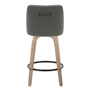 English Elm 26Fixed-Height Swivel Counter Stools Faux Leather Bentwood Set of 2 for Kitchen Islands Gray Whitewashed B202S02248