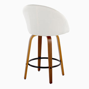 English Elm Highback Swivel Counter Stools with Bent Wood Legs and Black Metal Footrest Set of 2 Cream Walnut B202S02249