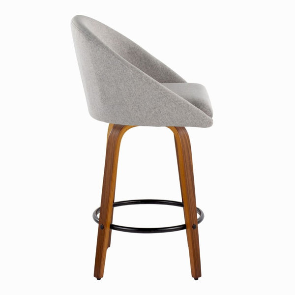 English Elm Highback Swivel Counter Stools with Bent Wood Legs and Black Metal Footrest Set of 2 Gray Walnut B202S02250