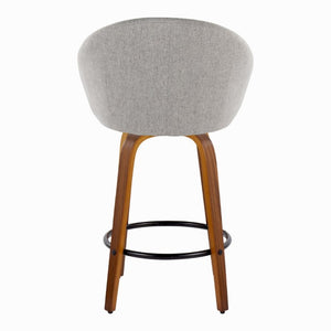English Elm Highback Swivel Counter Stools with Bent Wood Legs and Black Metal Footrest Set of 2 Gray Walnut B202S02250