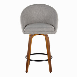 English Elm Highback Swivel Counter Stools with Bent Wood Legs and Black Metal Footrest Set of 2 Gray Walnut B202S02250