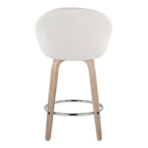 English Elm Highback Swivel Counter Stools with Bent Wood Legs and Black Metal Footrest Set of 2 Cream White Washed B202S02251