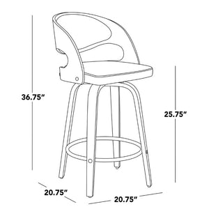 English Elm Fixed-Height Swivel Counterstools Walnut Bent Wood Legs Cream Faux Leather Set of 2 B202S02254