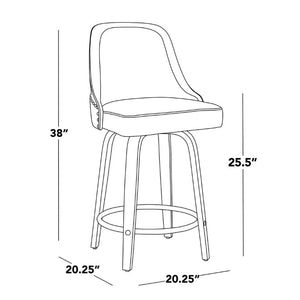 English Elm 26Fixed-Height Swivel Counter Stools Zebra Wood Faux Leather Chrome Nailhead Set of 2 B202S02256