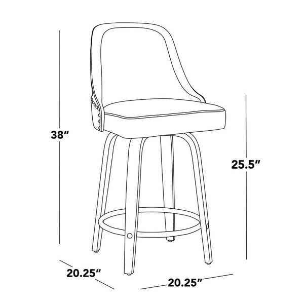 English Elm 26Fixed-Height Swivel Counter Stools Zebra Wood Faux Leather Chrome Nailhead Set of 2 B202S02256