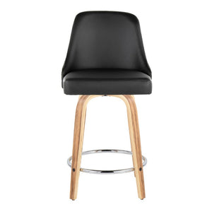 English Elm 26Fixed-Height Swivel Counter Stools Zebra Wood Faux Leather Chrome Nailhead Set of 2 B202S02256