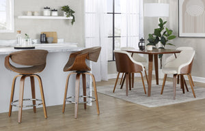 English Elm 26 Inch Swivel Counterstools Set of Two Bentwood Walnut Base Espresso Faux Leather MCM B202S02257