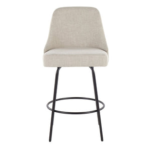 English Elm 27 Inch Swivel Counterstools with Brass Nailhead Trim Black Metal Base Set of 2 Cream B202S02259