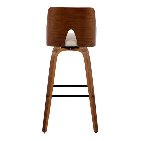 English Elm Fixed-Height Swivel Barstools with Grey Upholstered Seats and Matte Black Legs Set of 2 B202S02267