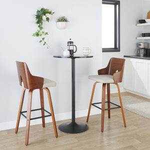 English Elm Fixed-Height Swivel Barstools with Grey Upholstered Seats and Matte Black Legs Set of 2 B202S02267