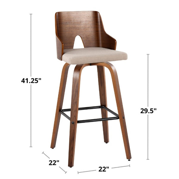English Elm Fixed-Height Swivel Barstools with Grey Upholstered Seats and Matte Black Legs Set of 2 B202S02267