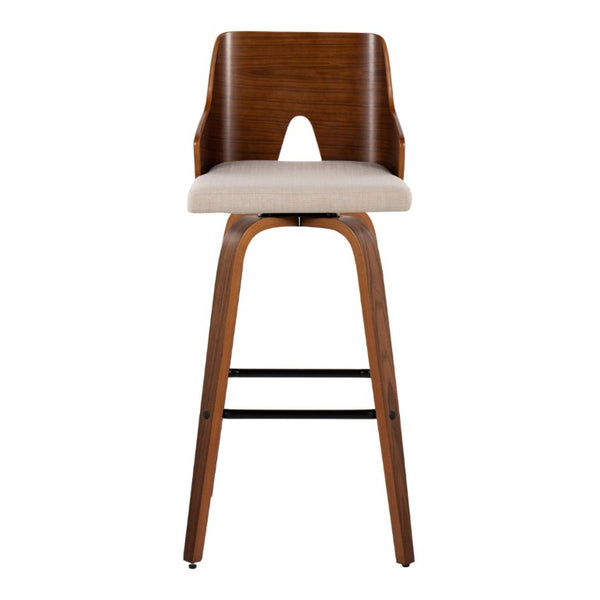 English Elm Fixed-Height Swivel Barstools with Grey Upholstered Seats and Matte Black Legs Set of 2 B202S02267