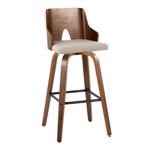 English Elm Fixed-Height Swivel Barstools with Grey Upholstered Seats and Matte Black Legs Set of 2 B202S02267