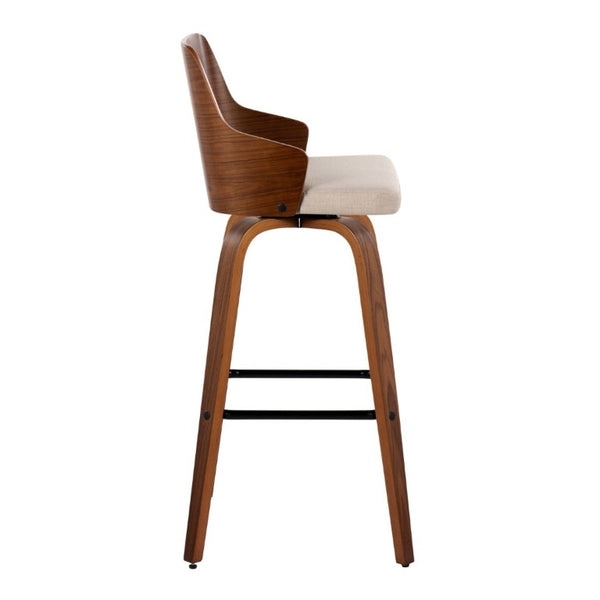 English Elm Fixed-Height Swivel Barstools with Grey Upholstered Seats and Matte Black Legs Set of 2 B202S02267