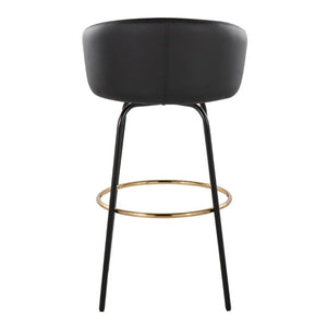 English Elm 30 Inch Glam Swivel Barstools Faux Leather Seat Metal Frame Set of 2 for Kitchen Island Black Black B202S02271