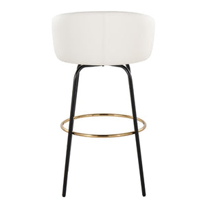 English Elm 30 Inch Swivel Barstools Set of 2 Faux Leather Seats Black Frame Gold Footrest B202S02272