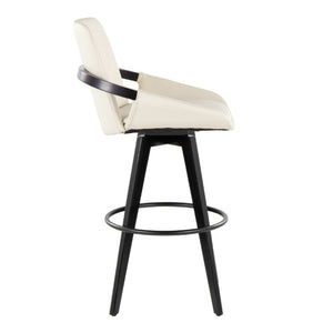 English Elm Fixed-Height Swivel Barstool Set of 2 with Faux Leather Seat and Black Wood Legs B202S02273
