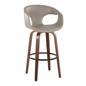 English Elm 30 Inch Mid-Century Swivel Barstools Set of 2 Walnut Frame Faux Leather Kitchen Island Mid-Century Modern - Walnut / Black B202S02275