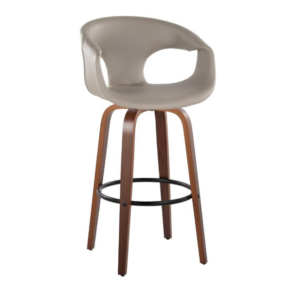 English Elm 30 Inch Mid-Century Swivel Barstools Set of 2 Walnut Frame Faux Leather Kitchen Island Mid-Century Modern - Walnut / Black B202S02275