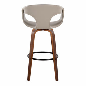English Elm 30 Inch Mid-Century Swivel Barstools Set of 2 Walnut Frame Faux Leather Kitchen Island Mid-Century Modern - Walnut / Black B202S02275