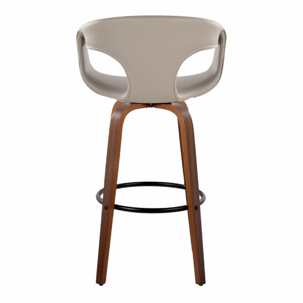 English Elm 30 Inch Mid-Century Swivel Barstools Set of 2 Walnut Frame Faux Leather Kitchen Island Mid-Century Modern - Walnut / Black B202S02275