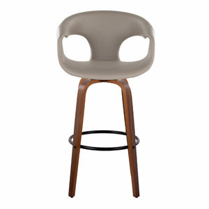 English Elm 30 Inch Mid-Century Swivel Barstools Set of 2 Walnut Frame Faux Leather Kitchen Island Mid-Century Modern - Walnut / Black B202S02275