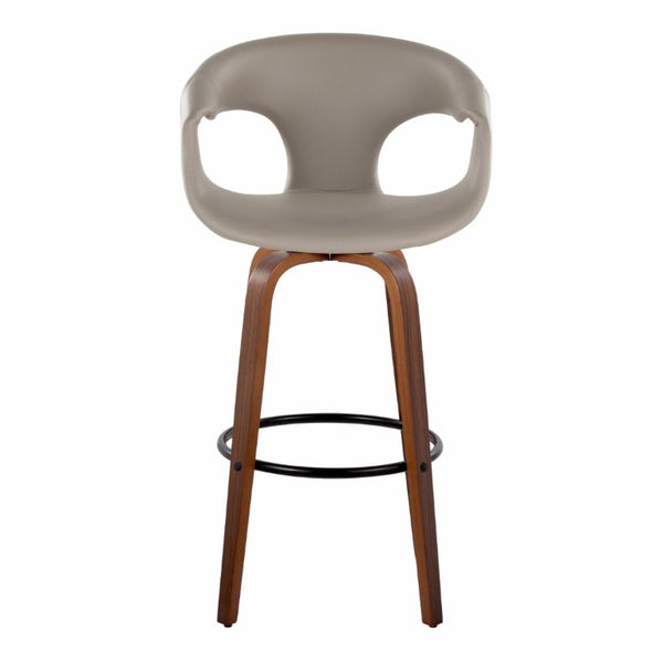 English Elm 30 Inch Mid-Century Swivel Barstools Set of 2 Walnut Frame Faux Leather Kitchen Island Mid-Century Modern - Walnut / Black B202S02275