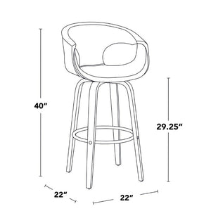 English Elm 30 Inch Mid-Century Swivel Barstools Set of 2 Walnut Frame Faux Leather Kitchen Island Contemporary - Light Grey / Chrome B202S02276