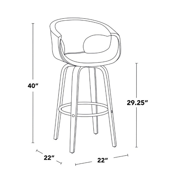English Elm 30 Inch Mid-Century Swivel Barstools Set of 2 Walnut Frame Faux Leather Kitchen Island Contemporary - Light Grey / Chrome B202S02276