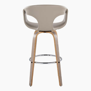 English Elm 30 Inch Mid-Century Swivel Barstools Set of 2 Walnut Frame Faux Leather Kitchen Island Contemporary - Light Grey / Chrome B202S02276
