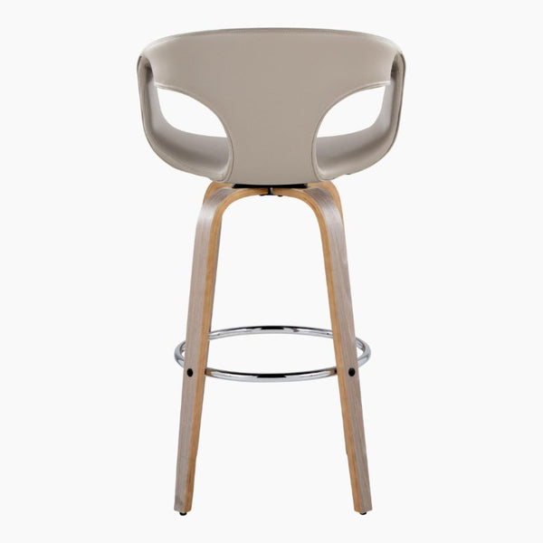 English Elm 30 Inch Mid-Century Swivel Barstools Set of 2 Walnut Frame Faux Leather Kitchen Island Contemporary - Light Grey / Chrome B202S02276