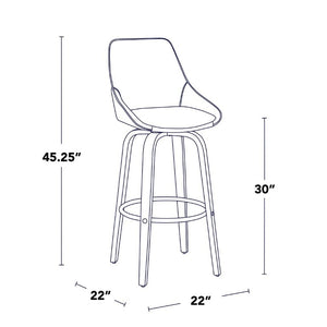 English Elm 30 Inch Swivel Barstools Set of 2 Walnut Bent Wood Legs Black PU Leather Kitchen Bar B202S02277