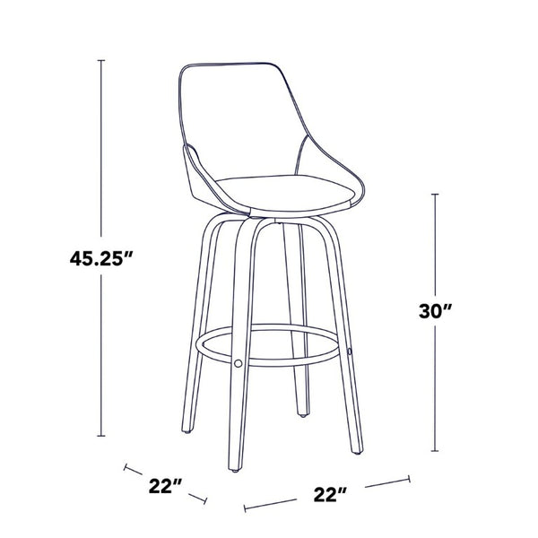 English Elm 30 Inch Swivel Barstools Set of 2 Walnut Bent Wood Legs Black PU Leather Kitchen Bar B202S02277