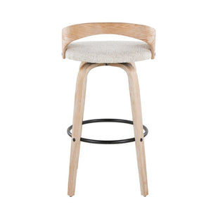English Elm 30 Inch Swivel Barstools Set of 2 Whitewashed Wood Frame Oat Upholstered Seat B202S02281