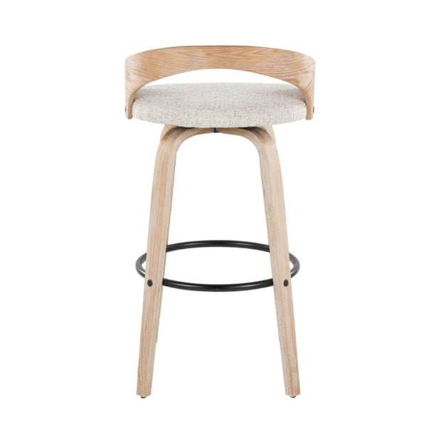 English Elm 30 Inch Swivel Barstools Set of 2 Whitewashed Wood Frame Oat Upholstered Seat B202S02281