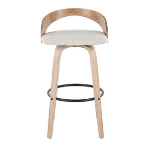English Elm 30 Inch Swivel Barstools Set of 2 Whitewashed Wood Frame Oat Upholstered Seat B202S02281