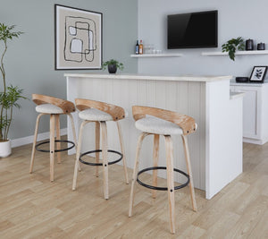 English Elm 30 Inch Swivel Barstools Set of 2 Whitewashed Wood Frame Oat Upholstered Seat B202S02281