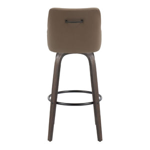 English Elm 30Fixed-Height Swivel Barstools Bentwood Legs PU Seat Black Footrest Ring Set of 2 Brown B202S02288
